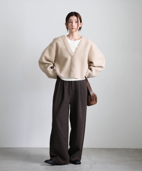 セール】ブークレーVネックショートカーディガン（カーディガン/ボレロ