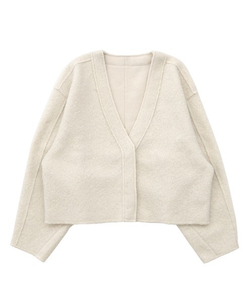 select MOCA（セレクトモカ）の「ブークレーVネックショートカーディガン（カーディガン/ボレロ・レディース・アイボリー/ブラック/スモークピンク/ライトベージュ/チャコール/モカ・FREE/LARGE）」の7枚目の写真