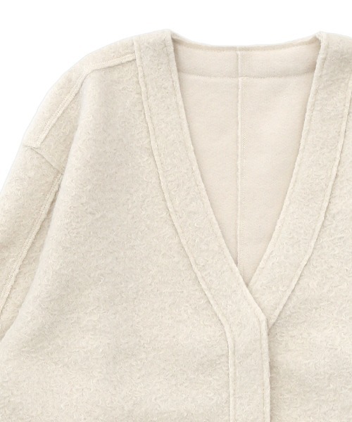 select MOCA（セレクトモカ）の「ブークレーVネックショートカーディガン（カーディガン/ボレロ・レディース・アイボリー/ブラック/スモークピンク/ライトベージュ/チャコール/モカ・FREE/LARGE）」の10枚目の写真