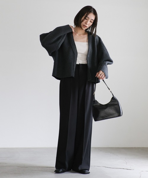 select MOCA（セレクトモカ）の「ブークレーVネックショートカーディガン（カーディガン/ボレロ・レディース・アイボリー/ブラック/スモークピンク/ライトベージュ/チャコール/モカ・FREE/LARGE）」の17枚目の写真