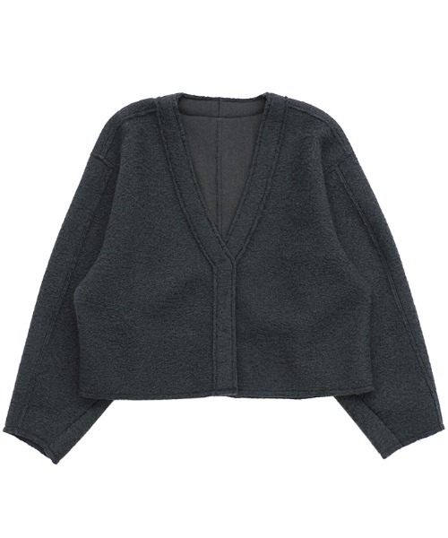 select MOCA（セレクトモカ）の「ブークレーVネックショートカーディガン（カーディガン/ボレロ・レディース・アイボリー/ブラック/スモークピンク/ライトベージュ/チャコール/モカ・FREE/LARGE）」の15枚目の写真