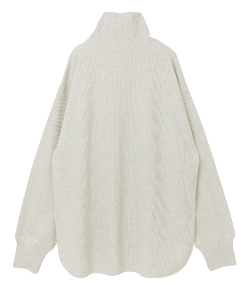 andme(アンドミー)の「ワッフルタートルネック長袖トップス(Tシャツ/カットソー・レディース・ライトブルー/ブラック/アイボリー/ブラウン/オートミール・M)」の6枚目の写真