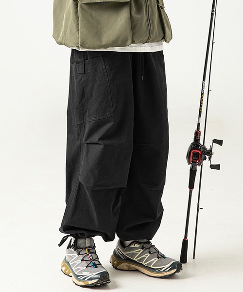 カーゴ aimoha outdoorワイドスラックスオーバーサイズカーゴパンツ