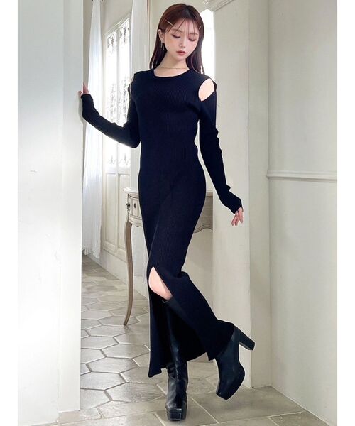 RESEXXY（リゼクシー）の「ショルダーオープンタイトニットワンピース（ワンピース・レディース・ブラック/グレー/ベージュ・MEDIUM/SMALL）」の17枚目の写真