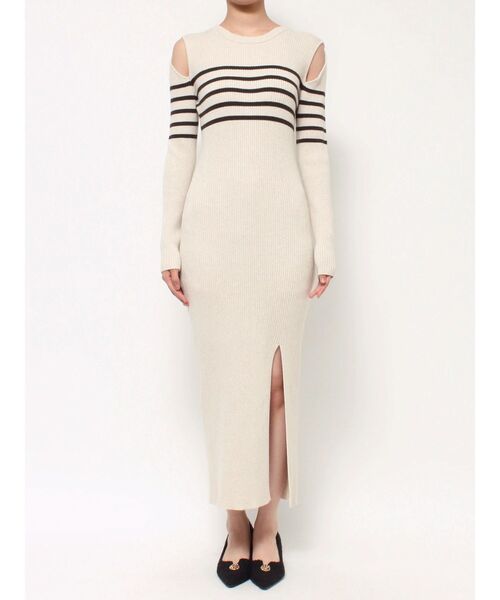 RESEXXY（リゼクシー）の「ショルダーオープンタイトニットワンピース（ワンピース・レディース・ブラック/グレー/ベージュ・MEDIUM/SMALL）」の6枚目の写真