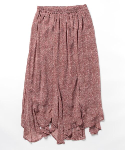 m.f.editorial（エムエフエディトリアル）の「【裏地付き ロング丈 ウエストゴム ウォッシャブル】m.f.エディトリアル レディース シフォン幾何柄 エスカルゴスカート（スカート・レディース・ダークウッド/ブラック・MEDIUM/LARGE）」の3枚目の写真