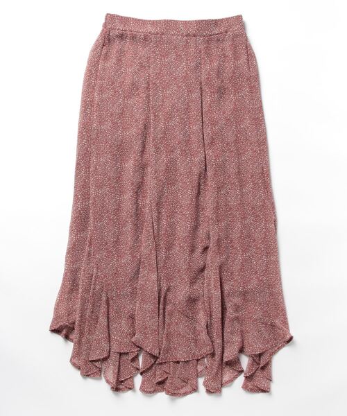 m.f.editorial（エムエフエディトリアル）の「【裏地付き ロング丈 ウエストゴム ウォッシャブル】m.f.エディトリアル レディース シフォン幾何柄 エスカルゴスカート（スカート・レディース・ダークウッド/ブラック・MEDIUM/LARGE）」の4枚目の写真