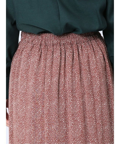 m.f.editorial（エムエフエディトリアル）の「【裏地付き ロング丈 ウエストゴム ウォッシャブル】m.f.エディトリアル レディース シフォン幾何柄 エスカルゴスカート（スカート・レディース・ダークウッド/ブラック・MEDIUM/LARGE）」の9枚目の写真