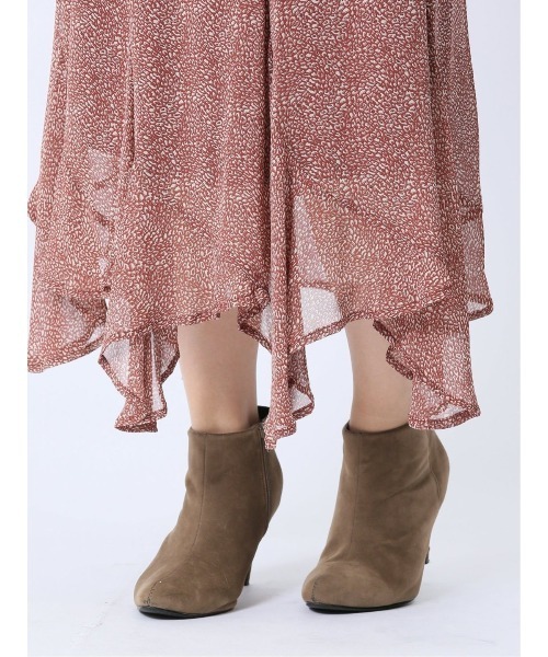 m.f.editorial（エムエフエディトリアル）の「【裏地付き ロング丈 ウエストゴム ウォッシャブル】m.f.エディトリアル レディース シフォン幾何柄 エスカルゴスカート（スカート・レディース・ダークウッド/ブラック・MEDIUM/LARGE）」の10枚目の写真