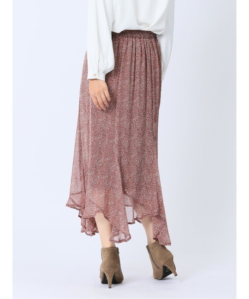 m.f.editorial（エムエフエディトリアル）の「【裏地付き ロング丈 ウエストゴム ウォッシャブル】m.f.エディトリアル レディース シフォン幾何柄 エスカルゴスカート（スカート・レディース・ダークウッド/ブラック・MEDIUM/LARGE）」の12枚目の写真