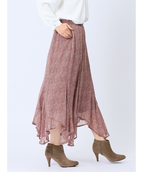 m.f.editorial（エムエフエディトリアル）の「【裏地付き ロング丈 ウエストゴム ウォッシャブル】m.f.エディトリアル レディース シフォン幾何柄 エスカルゴスカート（スカート・レディース・ダークウッド/ブラック・MEDIUM/LARGE）」の13枚目の写真