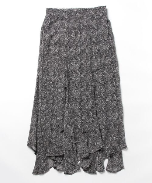 m.f.editorial（エムエフエディトリアル）の「【裏地付き ロング丈 ウエストゴム ウォッシャブル】m.f.エディトリアル レディース シフォン幾何柄 エスカルゴスカート（スカート・レディース・ダークウッド/ブラック・MEDIUM/LARGE）」の15枚目の写真