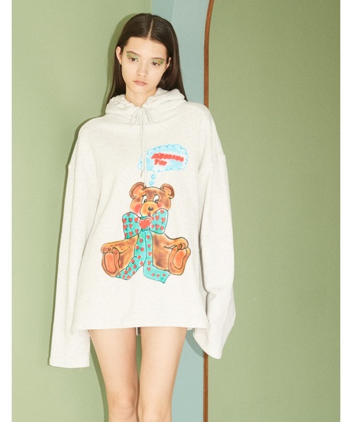 Little sunny bite(リトルサニーバイト)の「【Little sunny bite】little sunny bite x anna hofmann Bear hoodie(パーカー・レディース・ホワイト・SMALL)」の1枚目の写真