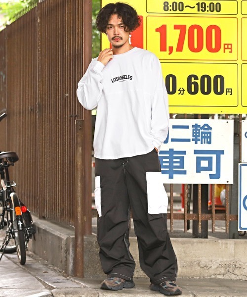 LUXSTYLE(ラグスタイル)の「バックロゴ発泡プリントロンT(Tシャツ/カットソー・メンズ・ブラック×ホワイト/ピンク/ベージュ/ホワイト/ブラック・M/L)」の8枚目の写真