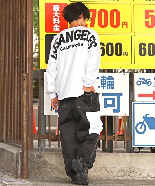 LUXSTYLE(ラグスタイル)の「バックロゴ発泡プリントロンT(Tシャツ/カットソー・メンズ・ブラック×ホワイト/ピンク/ベージュ/ホワイト/ブラック・M/L)」の9枚目の写真