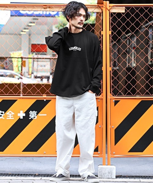 LUXSTYLE(ラグスタイル)の「バックロゴ発泡プリントロンT(Tシャツ/カットソー・メンズ・ブラック×ホワイト/ピンク/ベージュ/ホワイト/ブラック・M/L)」の10枚目の写真