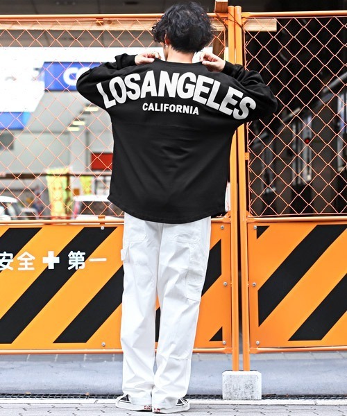 LUXSTYLE(ラグスタイル)の「バックロゴ発泡プリントロンT(Tシャツ/カットソー・メンズ・ブラック×ホワイト/ピンク/ベージュ/ホワイト/ブラック・M/L)」の11枚目の写真
