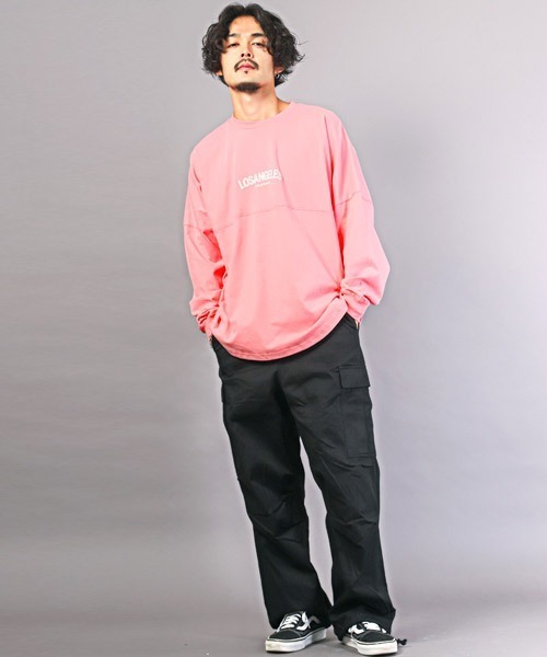 LUXSTYLE(ラグスタイル)の「バックロゴ発泡プリントロンT(Tシャツ/カットソー・メンズ・ブラック×ホワイト/ピンク/ベージュ/ホワイト/ブラック・M/L)」の12枚目の写真