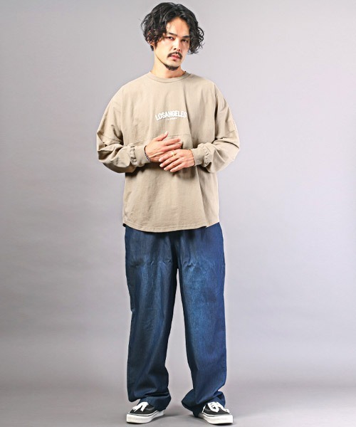 LUXSTYLE(ラグスタイル)の「バックロゴ発泡プリントロンT(Tシャツ/カットソー・メンズ・ブラック×ホワイト/ピンク/ベージュ/ホワイト/ブラック・M/L)」の14枚目の写真
