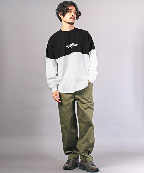 LUXSTYLE(ラグスタイル)の「バックロゴ発泡プリントロンT(Tシャツ/カットソー・メンズ・ブラック×ホワイト/ピンク/ベージュ/ホワイト/ブラック・M/L)」の16枚目の写真