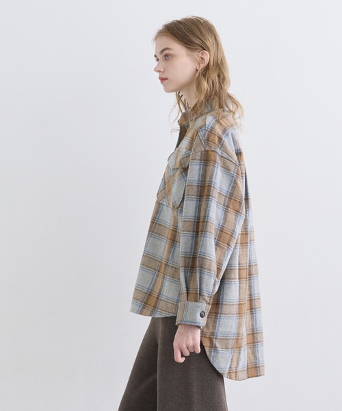 coca（coca）（コカ）の「起毛オーバーサイズチェックジャケット（その他アウター・レディース・B/C/A/D・L/M/S）」の7枚目の写真