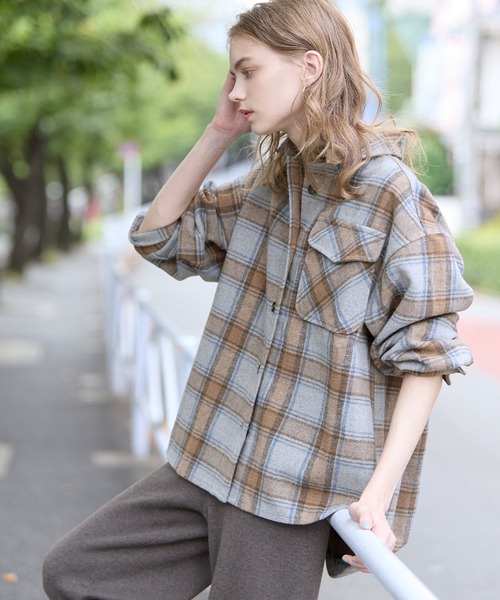 coca（coca）（コカ）の「起毛オーバーサイズチェックジャケット（その他アウター・レディース・B/C/A/D・L/M/S）」の10枚目の写真