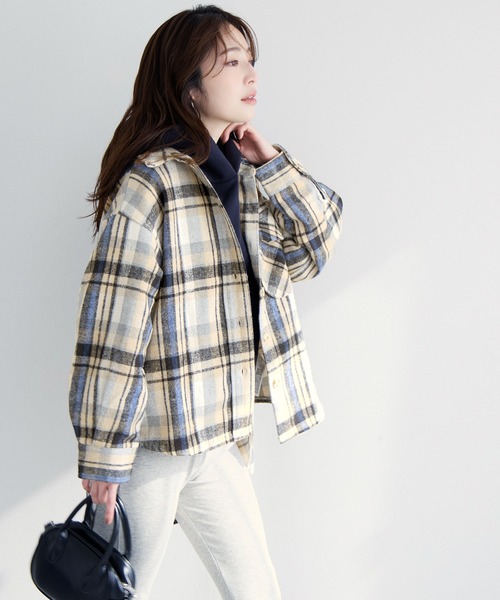起毛オーバーサイズチェックジャケット（その他アウター）｜coca（coca