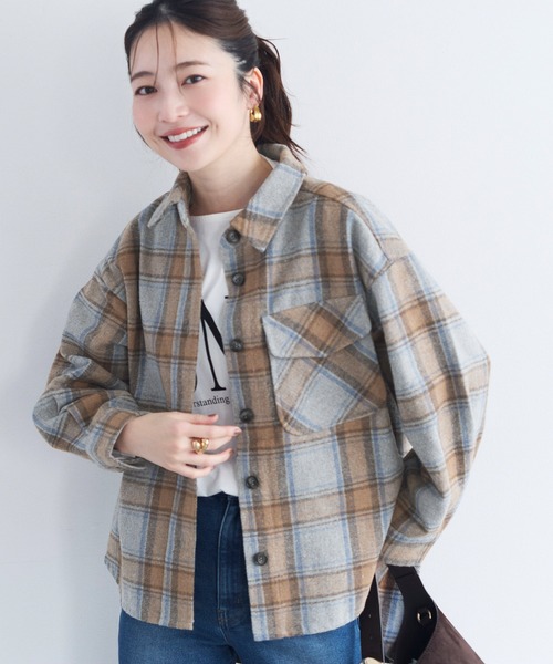 起毛オーバーサイズチェックジャケット（その他アウター）｜coca（coca