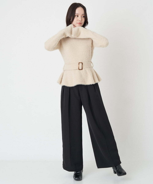 A de a.v.v(アードアー・ヴェ・ヴェ)の「サイド釦開きウエストタックワイドパンツ(その他パンツ・レディース・ピンク/ベージュ/ブラック・36/38)」の6枚目の写真