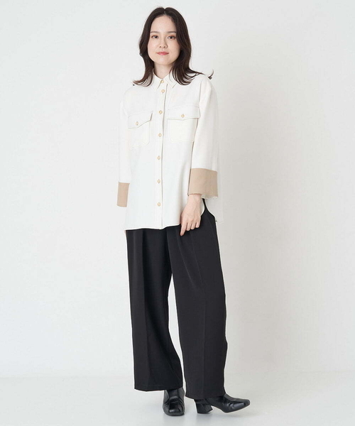 A de a.v.v(アードアー・ヴェ・ヴェ)の「サイド釦開きウエストタックワイドパンツ(その他パンツ・レディース・ピンク/ベージュ/ブラック・36/38)」の7枚目の写真