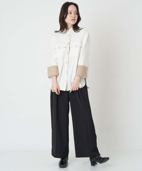 A de a.v.v(アードアー・ヴェ・ヴェ)の「サイド釦開きウエストタックワイドパンツ(その他パンツ・レディース・ピンク/ベージュ/ブラック・36/38)」の9枚目の写真