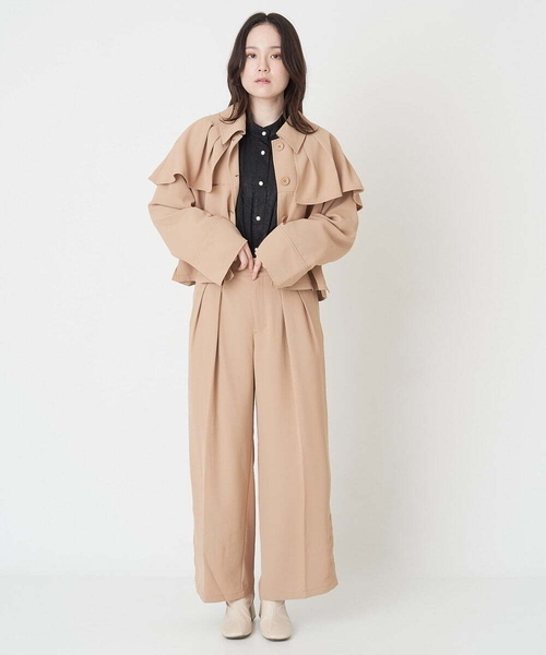 A de a.v.v(アードアー・ヴェ・ヴェ)の「サイド釦開きウエストタックワイドパンツ(その他パンツ・レディース・ピンク/ベージュ/ブラック・36/38)」の13枚目の写真