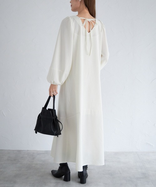 tocco closet（トッコ　クローゼット）の「【ZOZO限定】リボン付きＶネックワンピース（ワンピース・レディース・アイボリー/ブラック/ピンク系その他・M）」の9枚目の写真