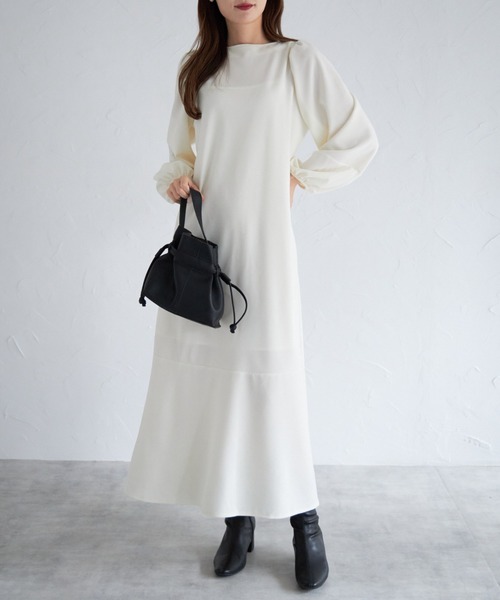 tocco closet（トッコ　クローゼット）の「【ZOZO限定】リボン付きＶネックワンピース（ワンピース・レディース・アイボリー/ブラック/ピンク系その他・M）」の4枚目の写真