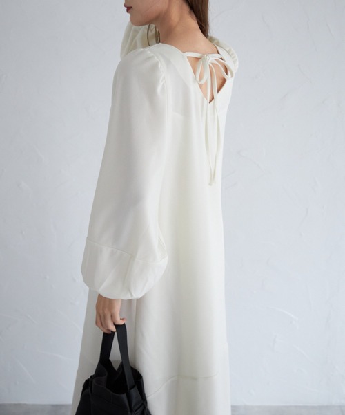 tocco closet（トッコ　クローゼット）の「【ZOZO限定】リボン付きＶネックワンピース（ワンピース・レディース・アイボリー/ブラック/ピンク系その他・M）」の8枚目の写真