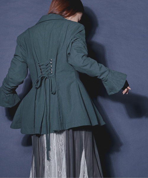 Ezick（エジック）の「Back lace up　ペプラムコルセットジャケット（テーラードジャケット・レディース・ダークグリーン/ブラック・FREE）」の22枚目の写真