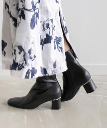 RANDA（ランダ）の「晴雨兼用 パールヒールショートブーツ（ブーツ）」