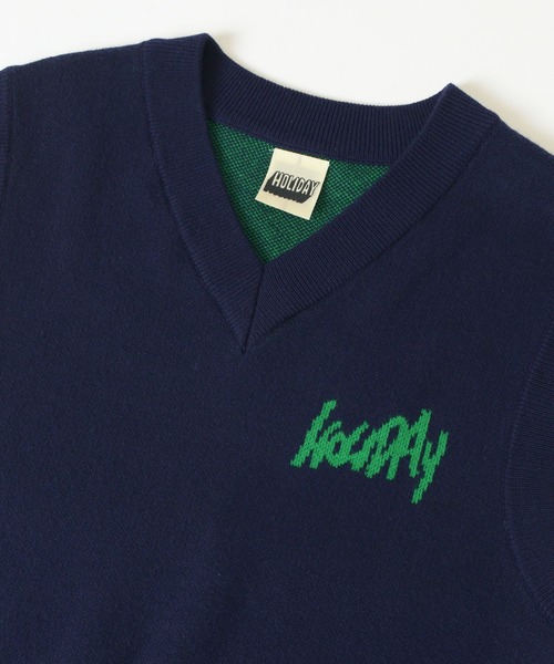 HOLIDAY（ホリデイ）の「JACQUARD KNIT VEST (HOLIDAY) ジャガードニットベスト (ホリデイ)（ベスト・レディース・ピンク/ダークネイビー・ONE SIZE）」の4枚目の写真