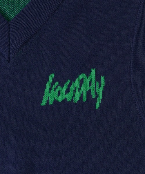 HOLIDAY（ホリデイ）の「JACQUARD KNIT VEST (HOLIDAY) ジャガードニットベスト (ホリデイ)（ベスト・レディース・ピンク/ダークネイビー・ONE SIZE）」の5枚目の写真