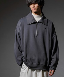 【KANGOL×A.S.Mコラボ】ハーフジップ 裏起毛スウェット / ハイネック プルオーバー ルーズトレーナー