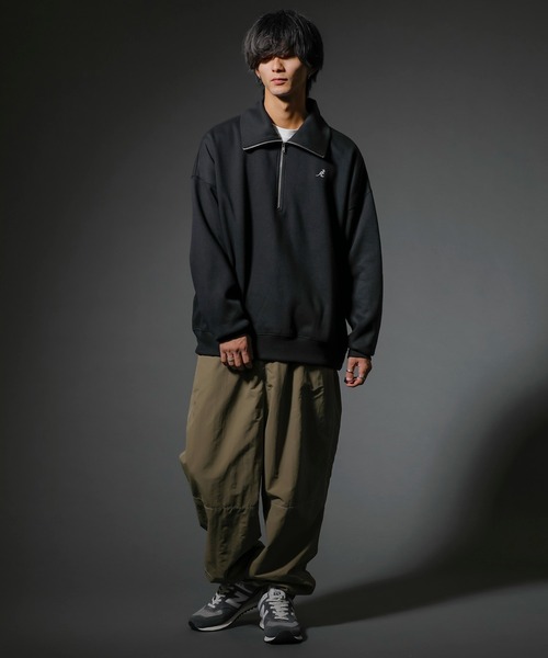 KANGOL(カンゴール)の「【KANGOL×A.S.Mコラボ】ハーフジップ 裏起毛スウェット / ハイネック プルオーバー ルーズトレーナー(スウェット・メンズ・チャコールグレー/オフホワイト/ブラック/ブルーグリーン・M/L)」の11枚目の写真