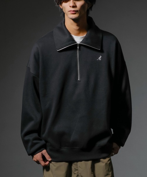 KANGOL(カンゴール)の「【KANGOL×A.S.Mコラボ】ハーフジップ 裏起毛スウェット / ハイネック プルオーバー ルーズトレーナー(スウェット・メンズ・チャコールグレー/オフホワイト/ブラック/ブルーグリーン・M/L)」の13枚目の写真