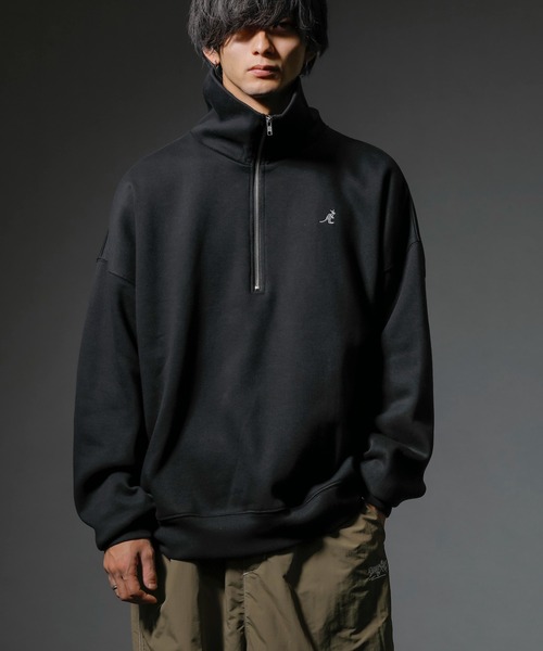 KANGOL(カンゴール)の「【KANGOL×A.S.Mコラボ】ハーフジップ 裏起毛スウェット / ハイネック プルオーバー ルーズトレーナー(スウェット・メンズ・チャコールグレー/オフホワイト/ブラック/ブルーグリーン・M/L)」の15枚目の写真