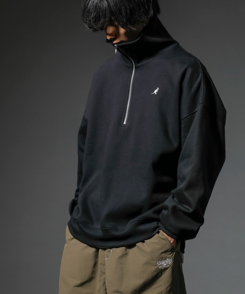 KANGOL(カンゴール)の「【KANGOL×A.S.Mコラボ】ハーフジップ 裏起毛スウェット / ハイネック プルオーバー ルーズトレーナー(スウェット・メンズ・チャコールグレー/オフホワイト/ブラック/ブルーグリーン・M/L)」の16枚目の写真