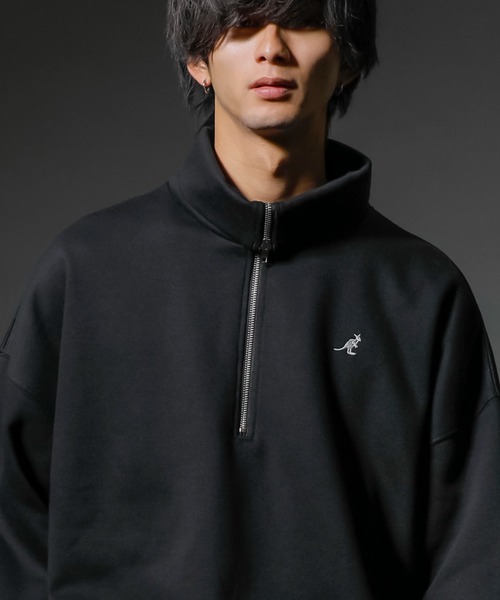 KANGOL(カンゴール)の「【KANGOL×A.S.Mコラボ】ハーフジップ 裏起毛スウェット / ハイネック プルオーバー ルーズトレーナー(スウェット・メンズ・チャコールグレー/オフホワイト/ブラック/ブルーグリーン・M/L)」の17枚目の写真