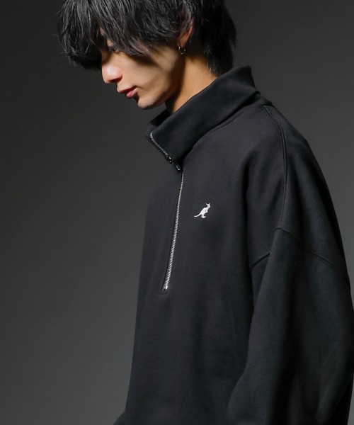 KANGOL(カンゴール)の「【KANGOL×A.S.Mコラボ】ハーフジップ 裏起毛スウェット / ハイネック プルオーバー ルーズトレーナー(スウェット・メンズ・チャコールグレー/オフホワイト/ブラック/ブルーグリーン・M/L)」の18枚目の写真