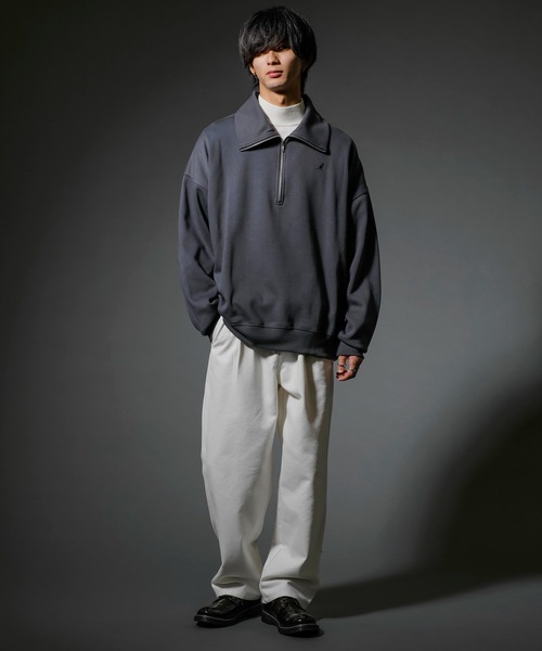 KANGOL(カンゴール)の「【KANGOL×A.S.Mコラボ】ハーフジップ 裏起毛スウェット / ハイネック プルオーバー ルーズトレーナー(スウェット・メンズ・チャコールグレー/オフホワイト/ブラック/ブルーグリーン・M/L)」の19枚目の写真