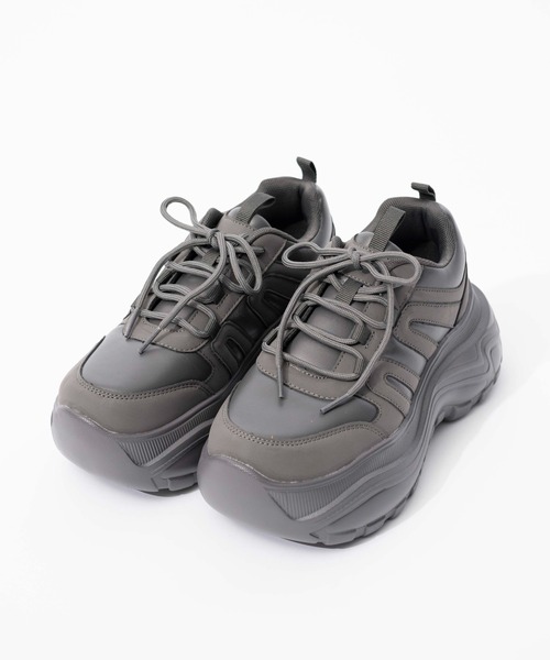 WEGO（ウィゴー）の「WEGO/ボリュームソールラウンドスニーカー（スニーカー・レディース・ブラック/ホワイト/グレー・MEDIUM/LARGE）」の10枚目の写真