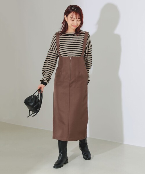 B:MING by BEAMS(ビーミングバイビームス)の「B:MING by BEAMS / ベイカー ジャンパースカート(スカート・レディース・ブラック/ブラウン・MEDIUM/SMALL)」の2枚目の写真