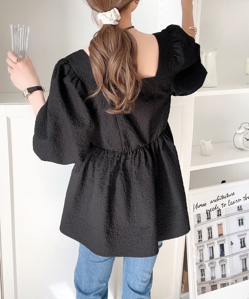 セール】上品に大人可愛い◎ 前後2wayふくれジャガーペプラム